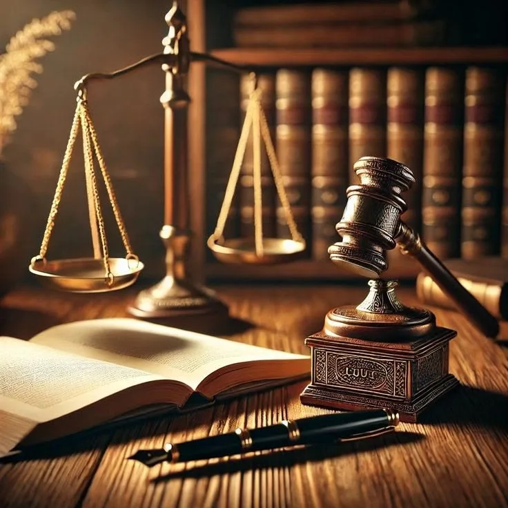 Scales of justice, gavel, and legal books representing traditional legal practice